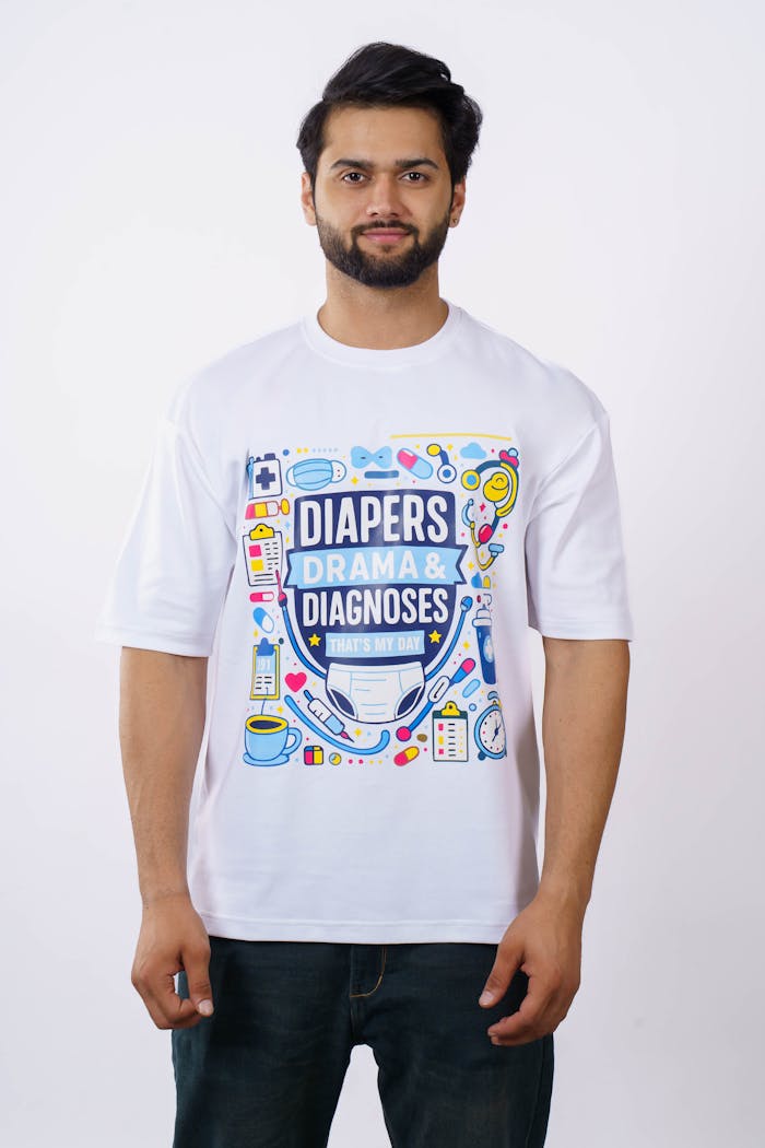Trendy oversized t-shirt with vibrant prints perfect for casual wear.